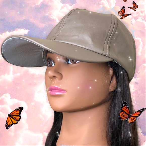 Baseball Hat Brown Faux Leather - Picture 3 of 4